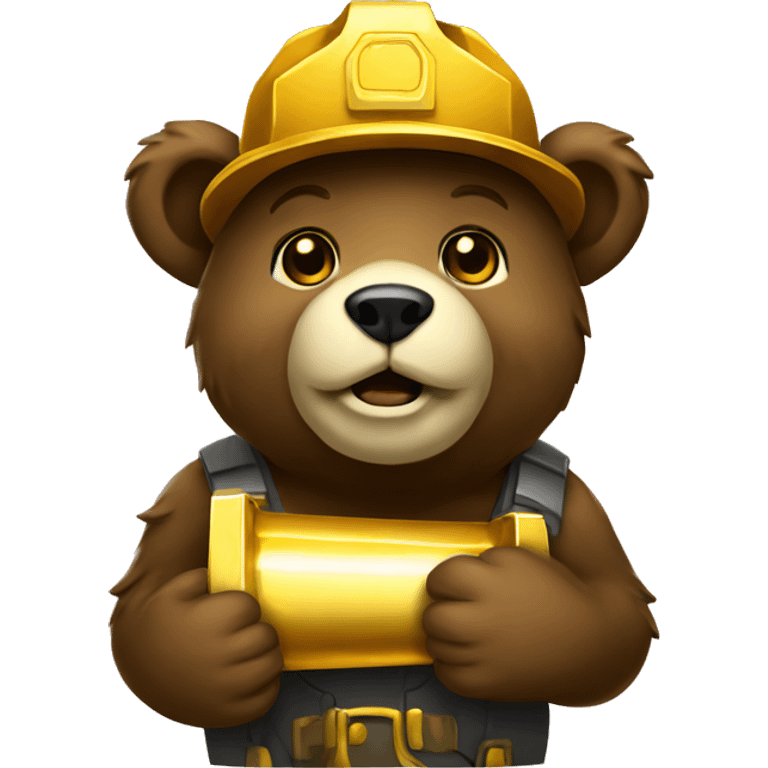 miner bear with gold bar emoji