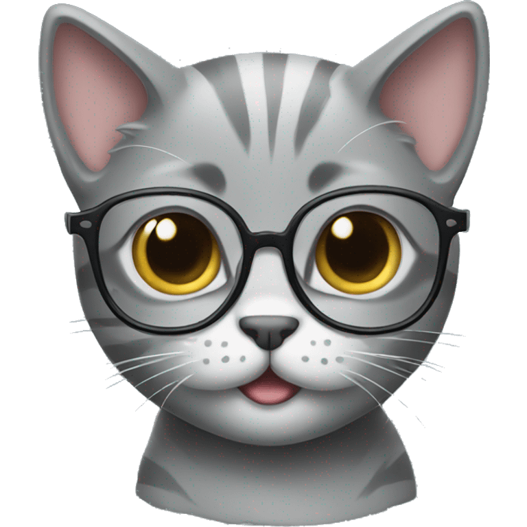 gray kitty in glasses emoji