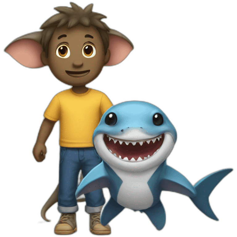 rat and shark friends emoji