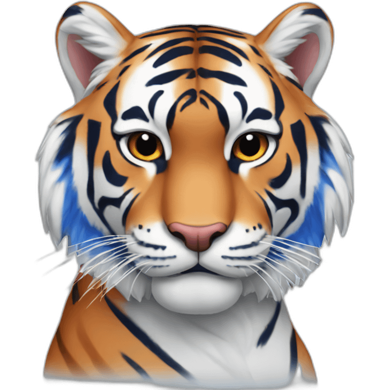 Red white and blue tiger emoji