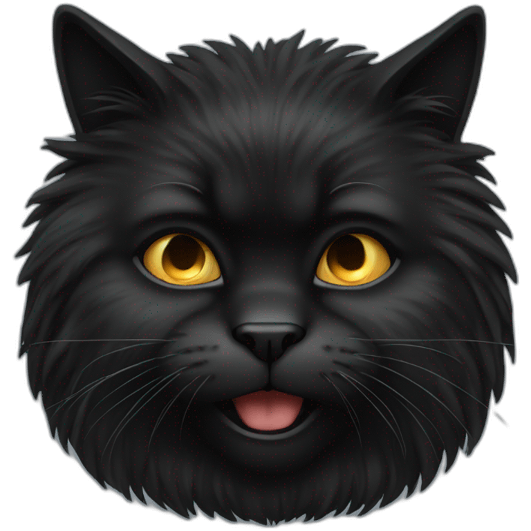 black angry fluffy cat  emoji