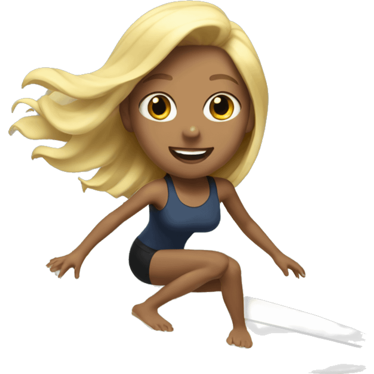 Girl surfing with blonde hair emoji