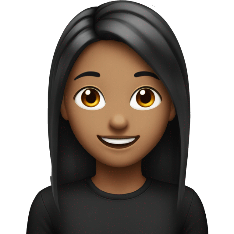 A girl of 18 years old with her hair coloured in black and red smiling! emoji