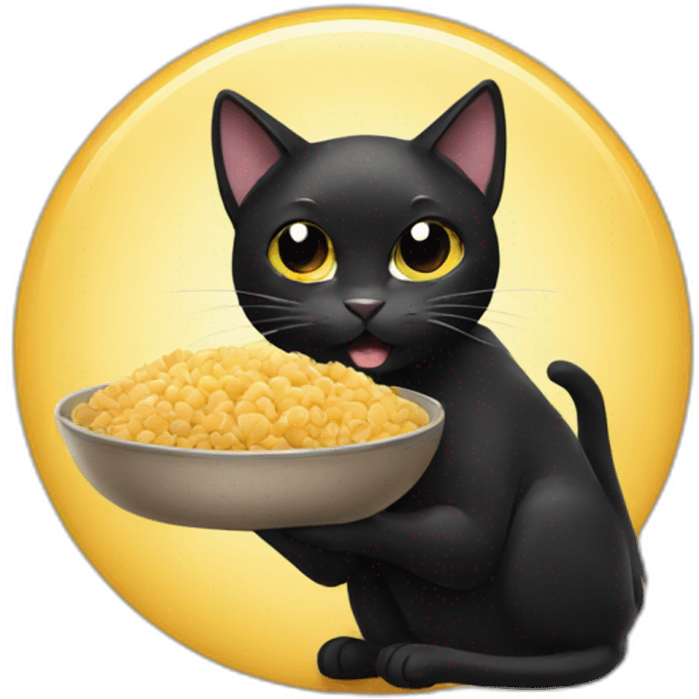 Black cat eating food emoji