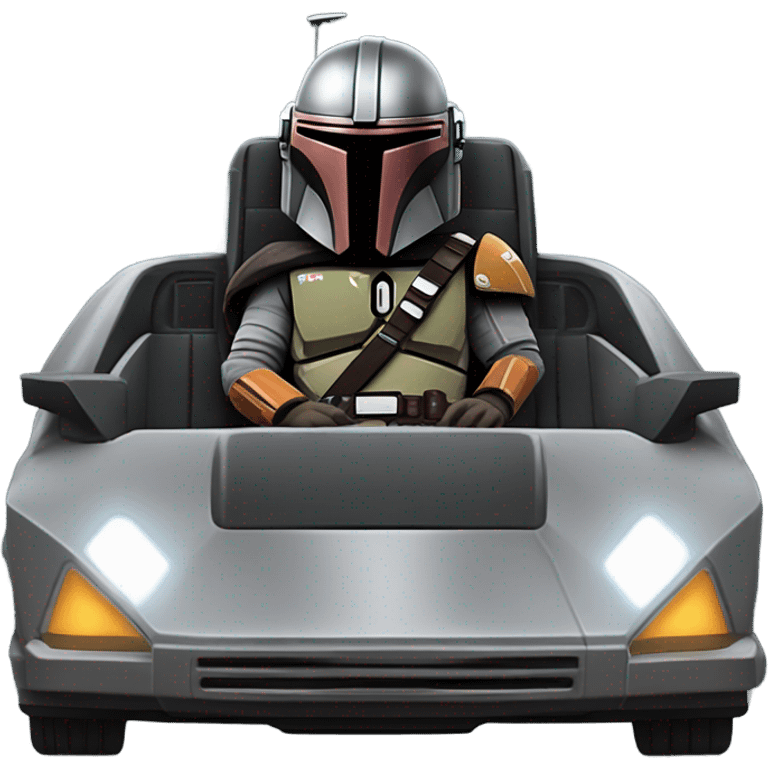 Mandalorian in a delorian  emoji