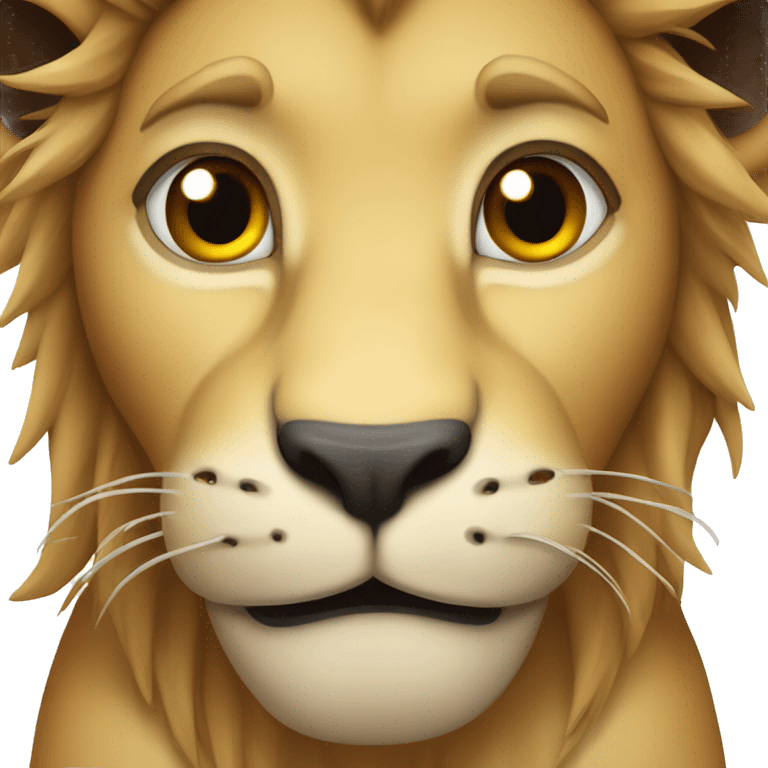 Cute young male lion holding back tears 🥹 showing hole body emoji