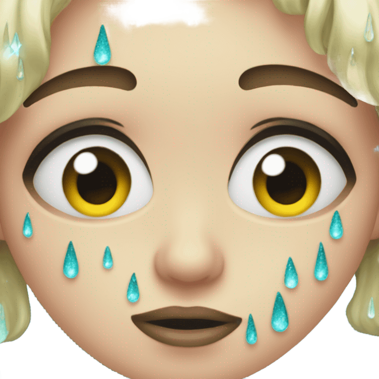 Cry face emoji with iridescent glitter tears  emoji