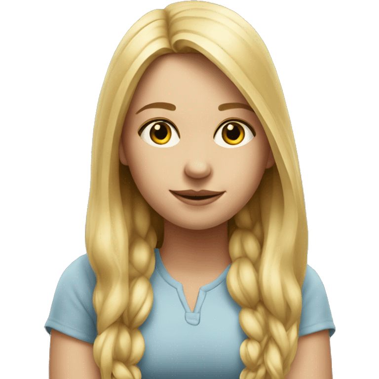 realistic portrait of blond girl sitting emoji