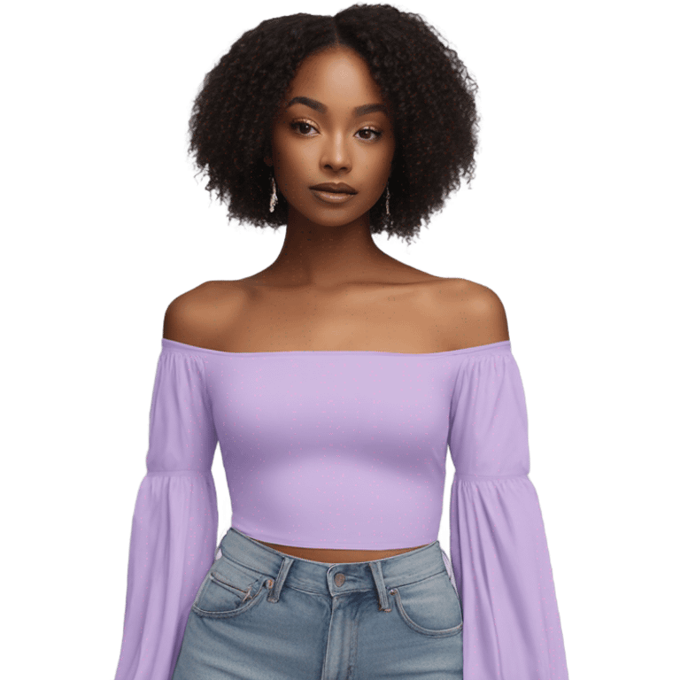 Lilac off shoulder Long sleeve top, isolated emoji