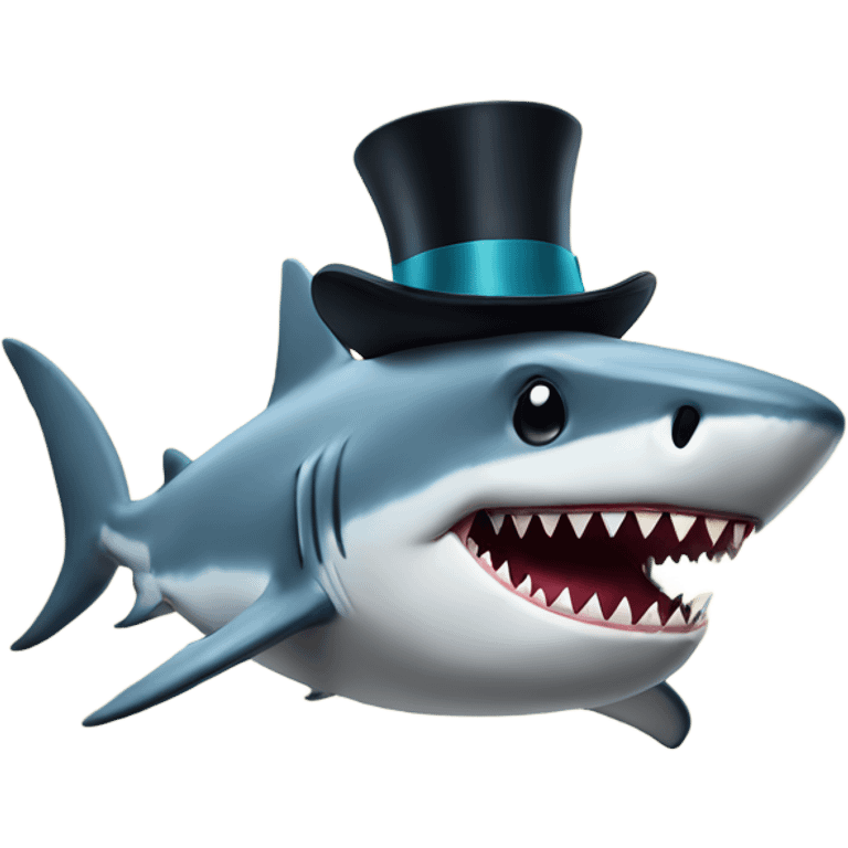 Shark with a top hat emoji