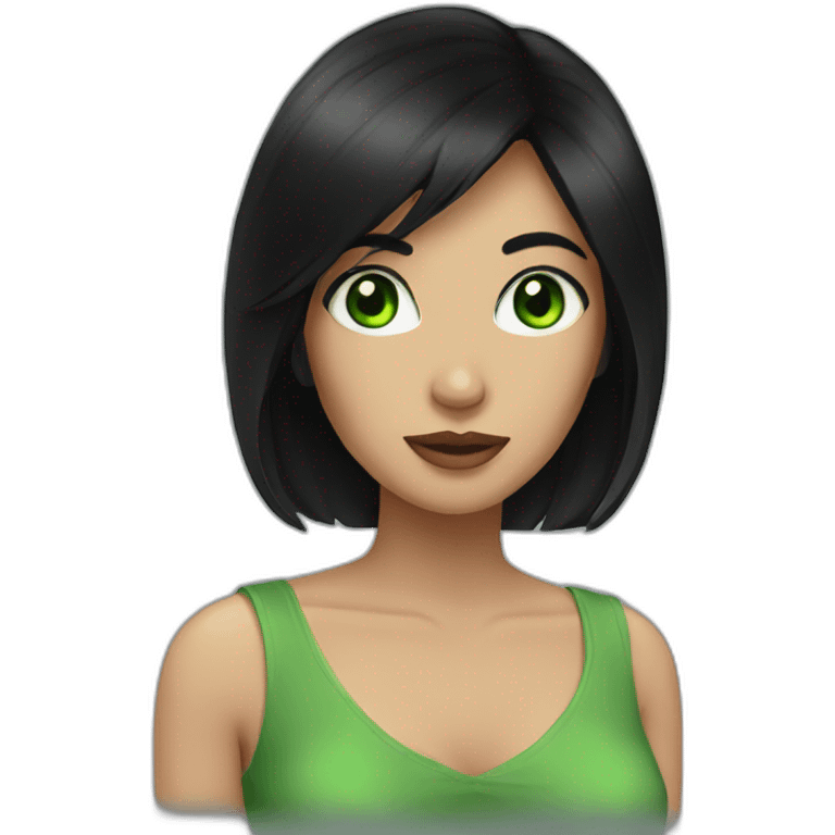 Woman with green eyes and black hair  emoji