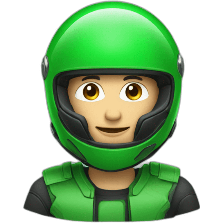 green motorbike helmet man emoji