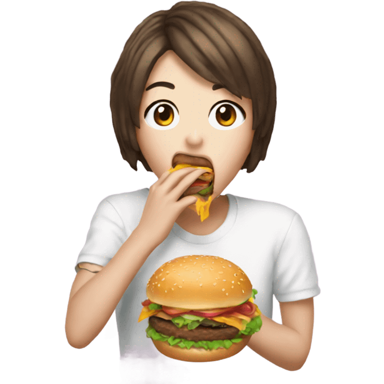 Kpop singer eating hamburger emoji