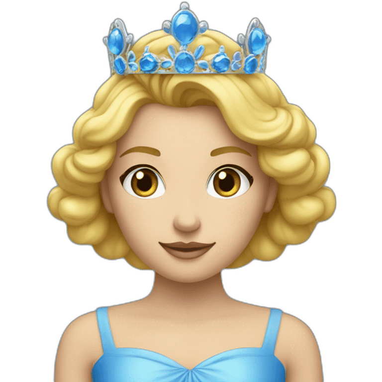 Une reine avec une couronne blonde au yeux bleu emoji