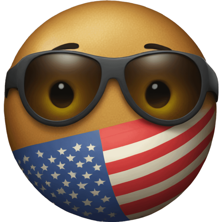 a ball with the American flag on it wearing sunglasses with no limbsand no mouth emoji