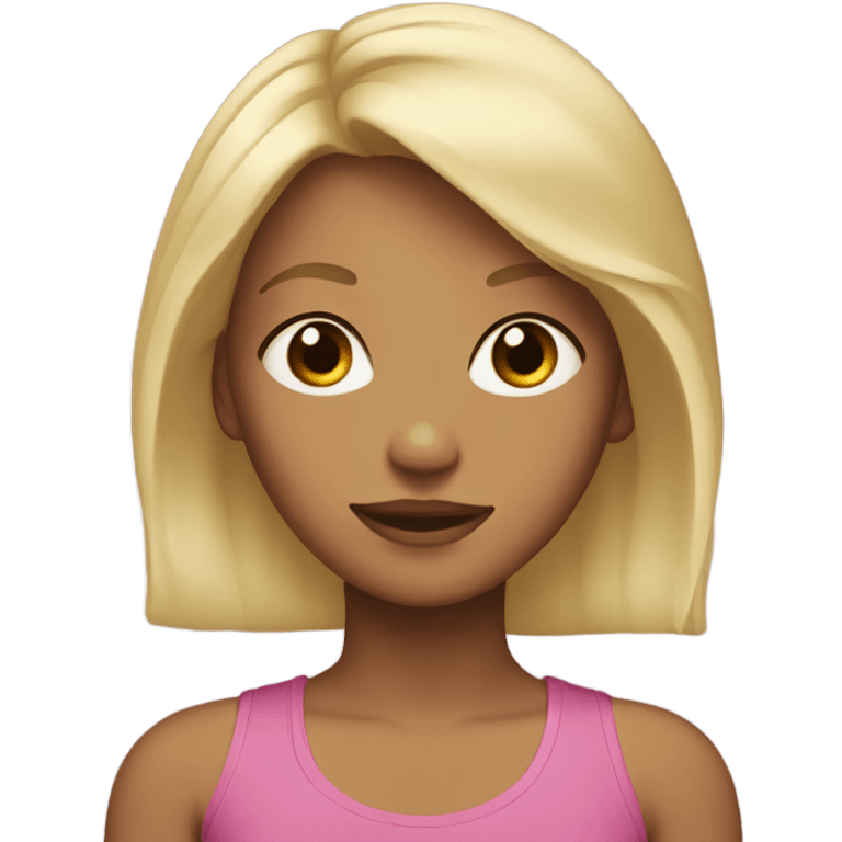 A girl with blonde hair, brown eyes and pecas emoji