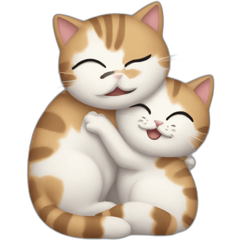 two cats hugging emoji