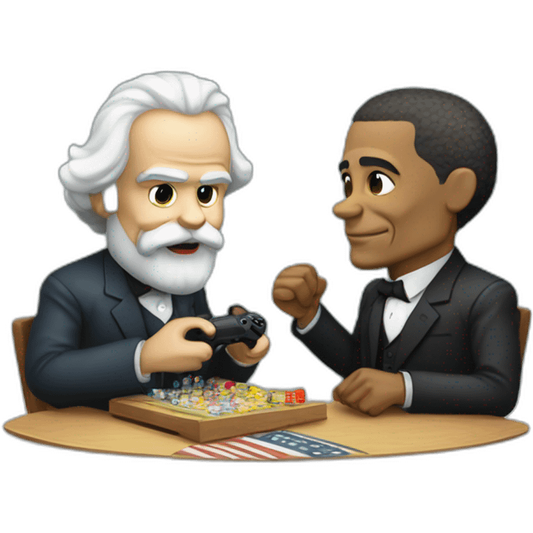 karl marx and barack obama having a video game contest emoji