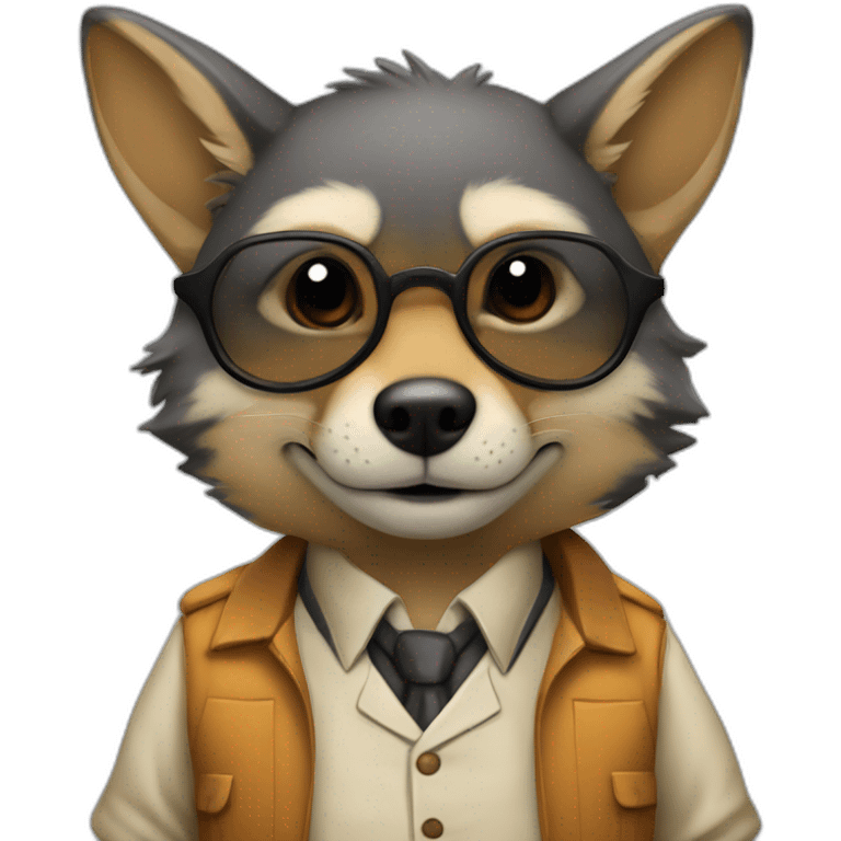 Chubby Jackal whit profesor outfit emoji