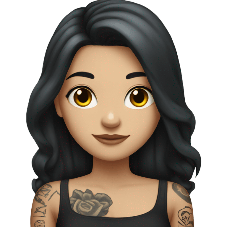 white girl with long black hair and tattoos emoji