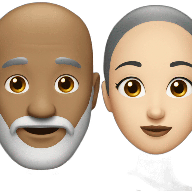 bald man with a gray beard with a thin woman with black hair emoji