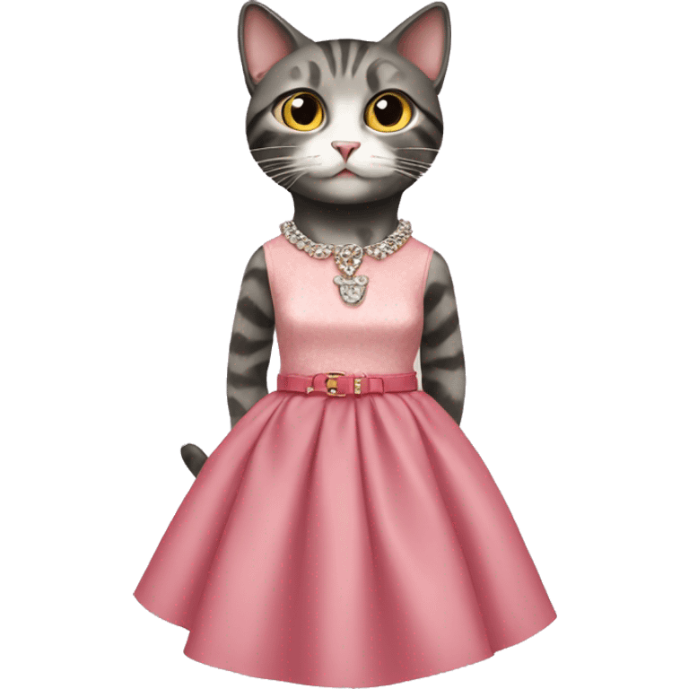 cat in a dress wearing prada emoji