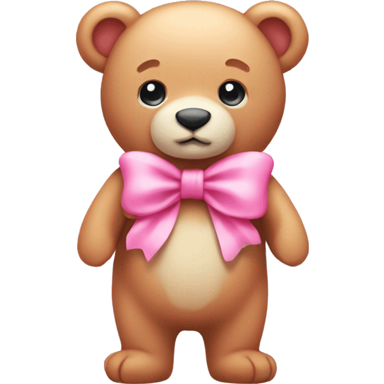 cute pink bear with pink bow emoji