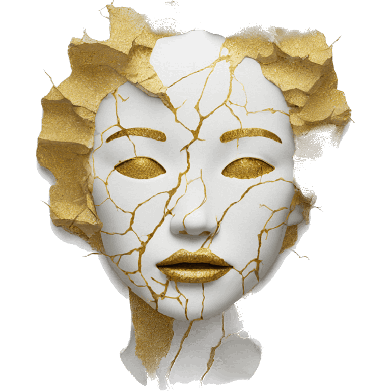 Person face portrait made entirely of kintsugi emoji