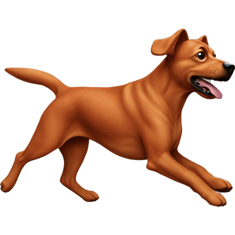 realistic solid red dog with pointed ears running emoji