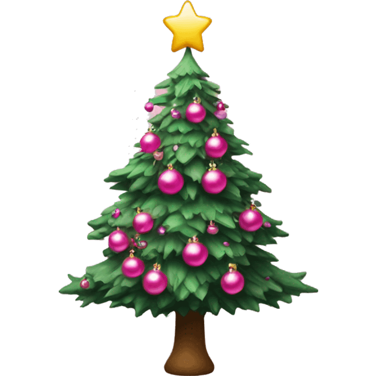 christmas tree with pink ornaments  emoji