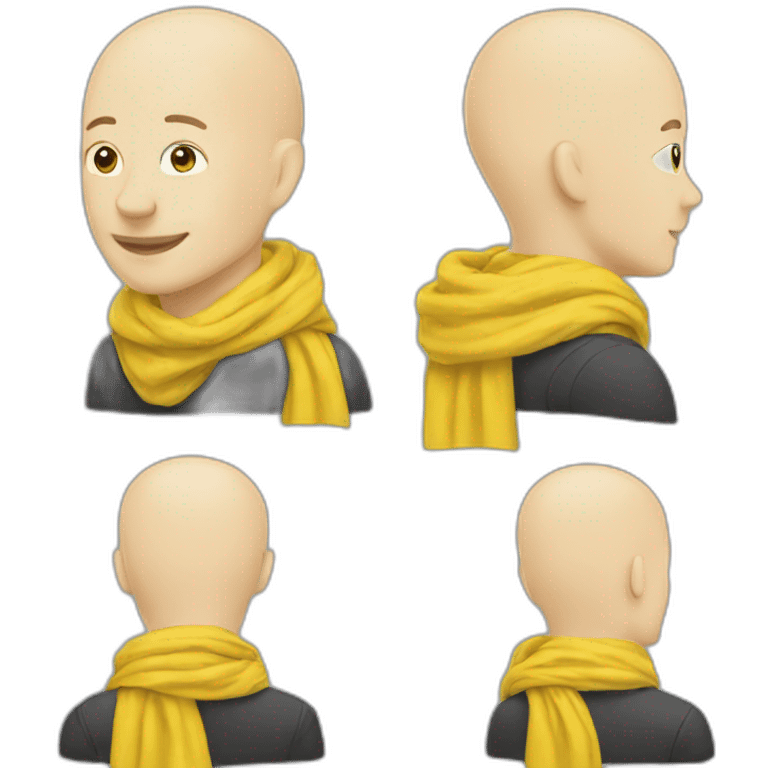 Gay white bald with yellow scarf emoji