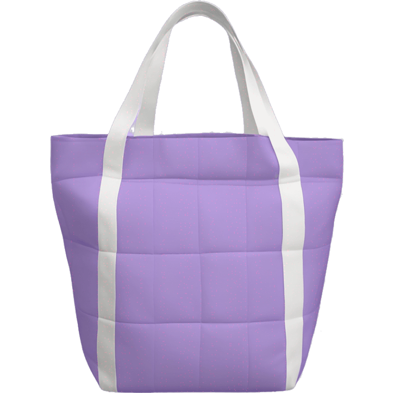 Una totebag aesthetic con cuadrados lilas y blancos irregulares emoji