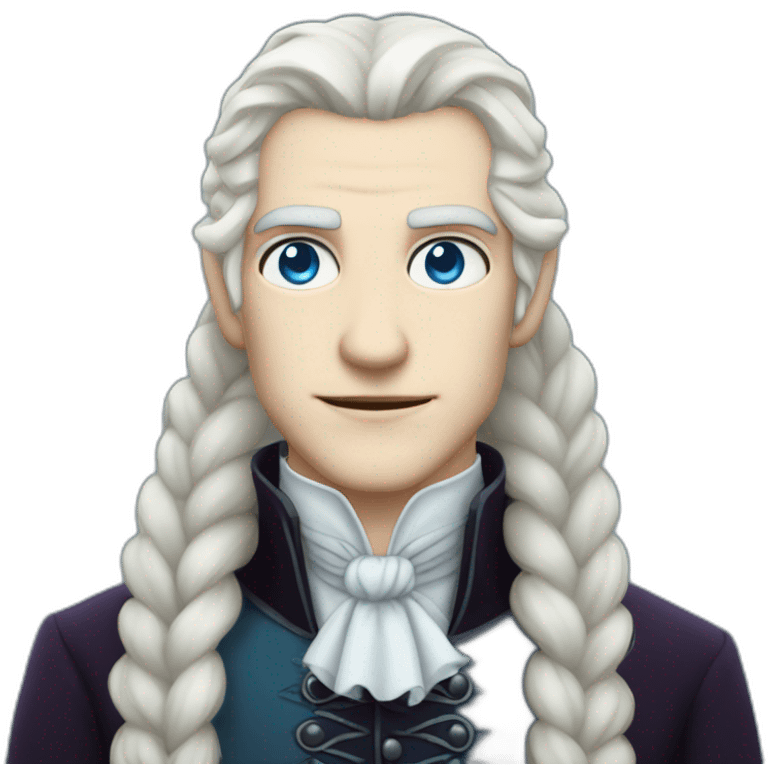 pale male victorian vampire with long white hair in a braid over his shoulder and light blue eyes emoji