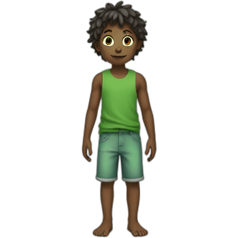 green skin boy standing barefoot emoji