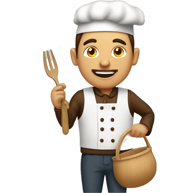 Homme brun qui cuisine en écoutant la radio emoji