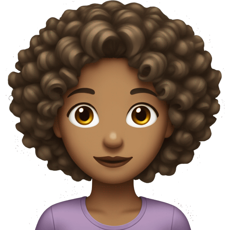 girl with dark brown eyes and curly hair emoji