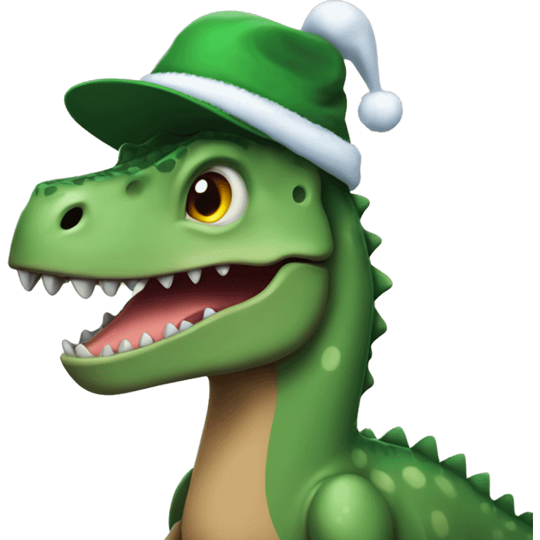 Dinosaurio con gorro de navidad emoji