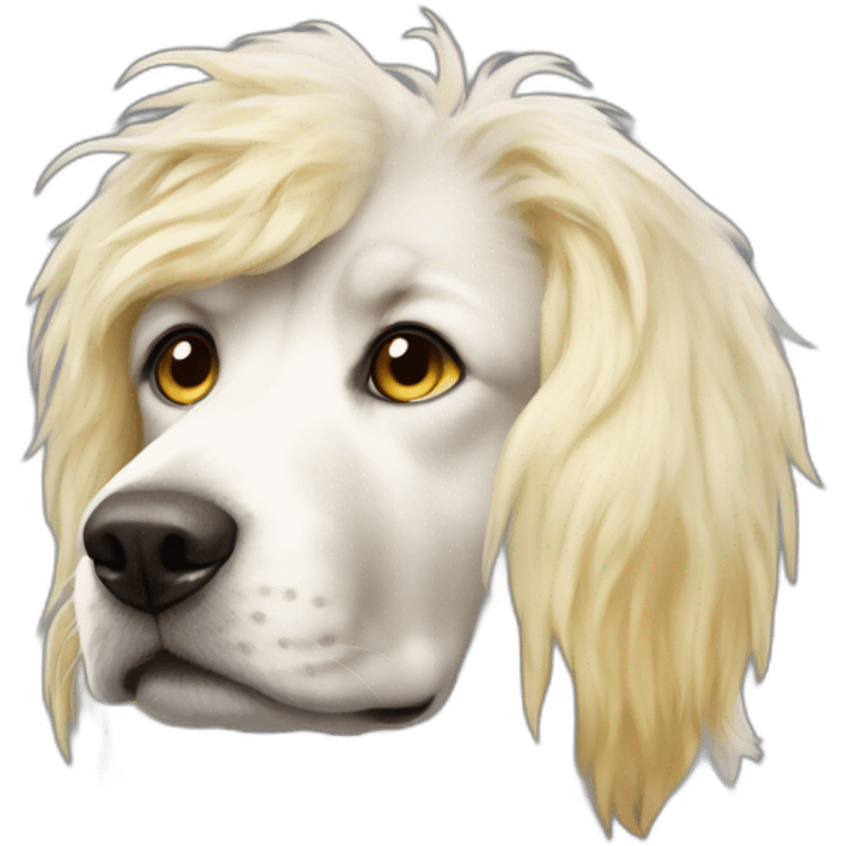 A thousand year old dog with white nose and yellow messy hair emoji