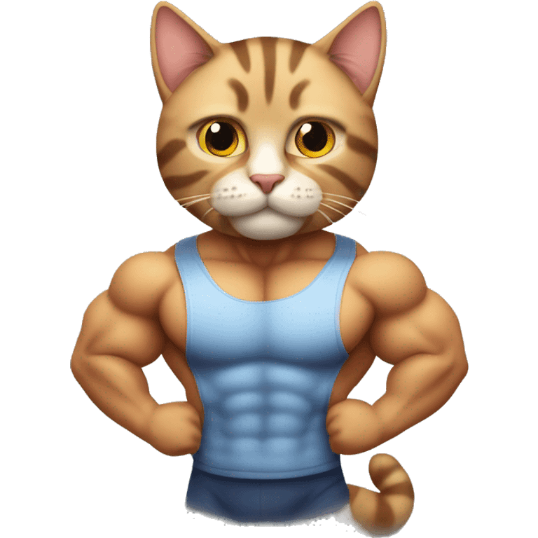 Tabby cat with muscles Body builder  emoji