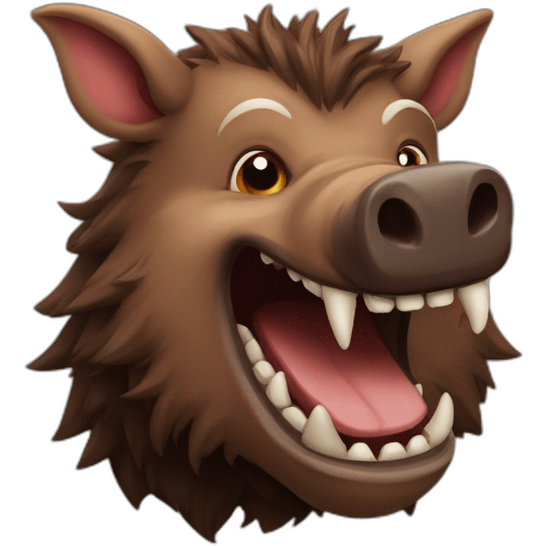 anthropomorphic brown boar with fangs emoji