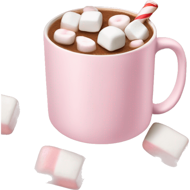 Light Pink mug of hot chocolate with marshmallows  emoji