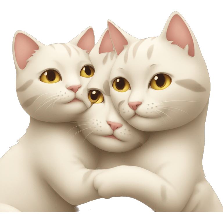 four cats hugging emoji