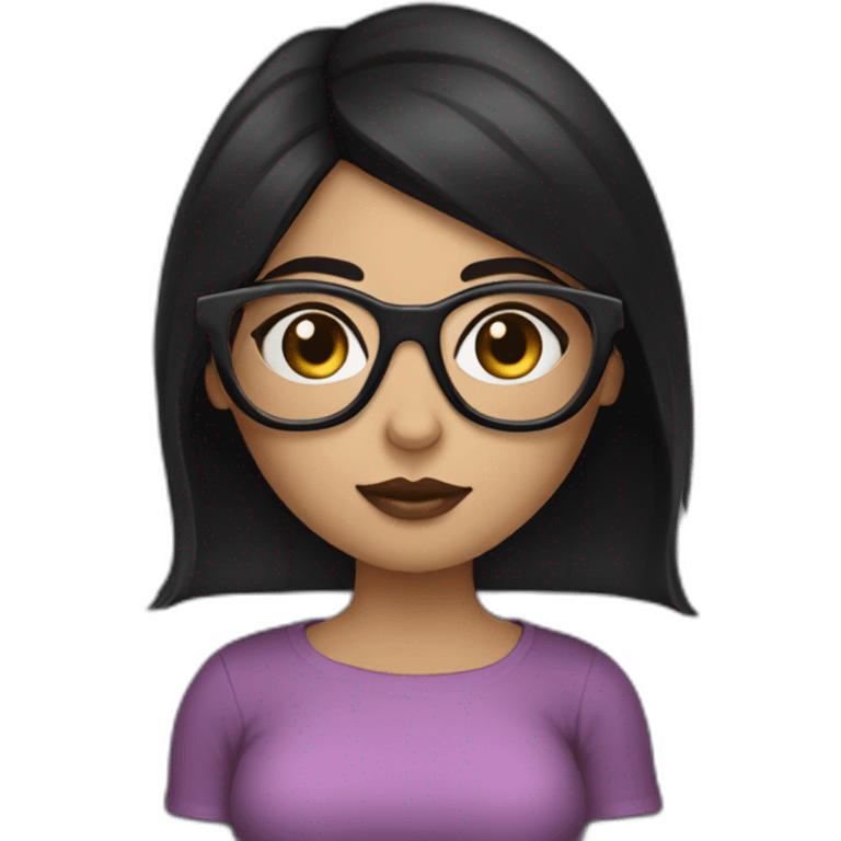 Brow girl with black hair and cat eye specs hour glass figure  emoji