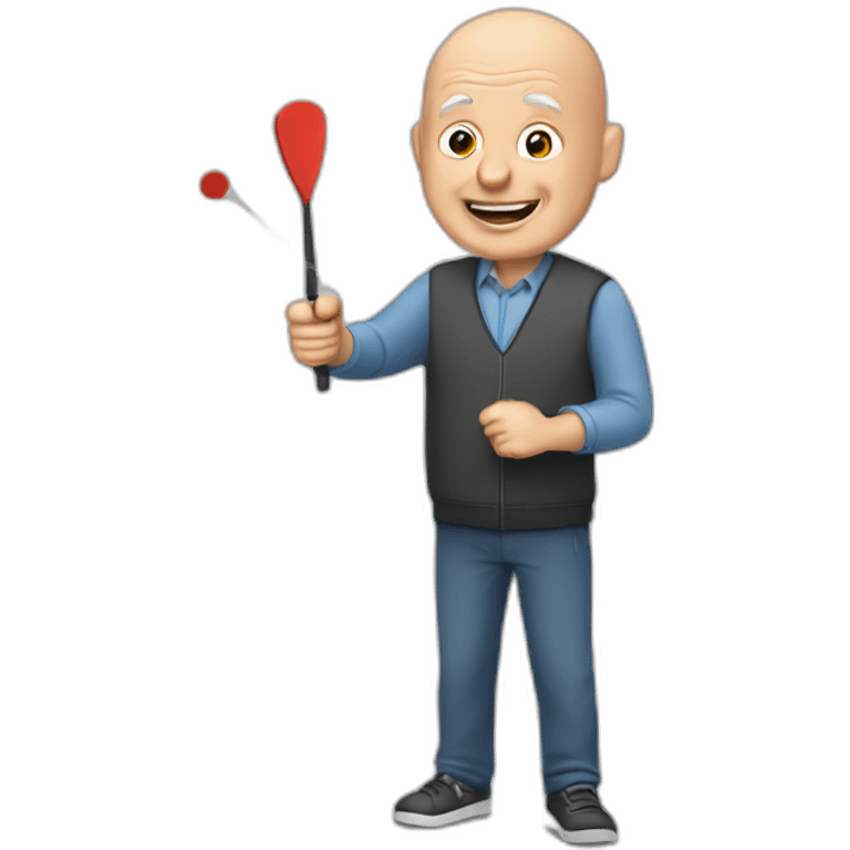 European bald IT guy in his sixties playing darts emoji