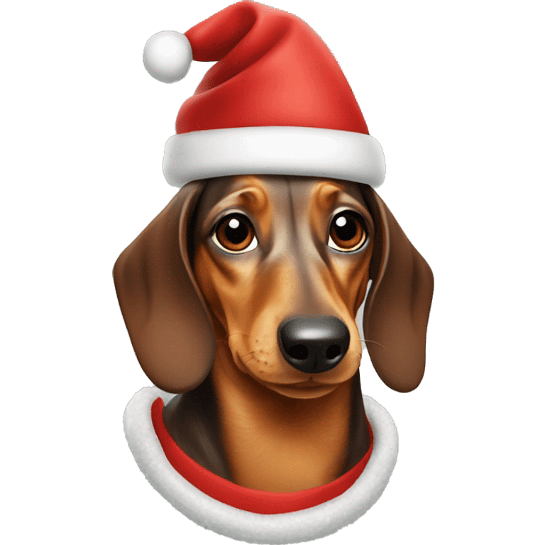 dachshund wearing a christmas hat emoji