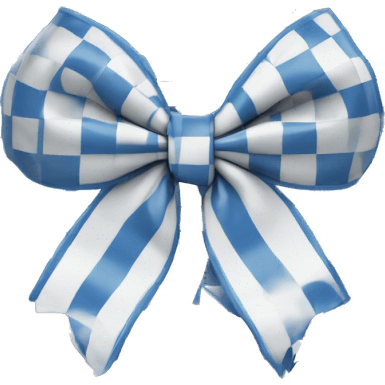 Blue and white checkered bow emoji