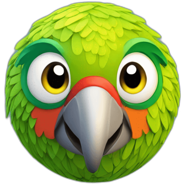 3d sphere with a cartoon Parrot skin texture with big childish eyes emoji