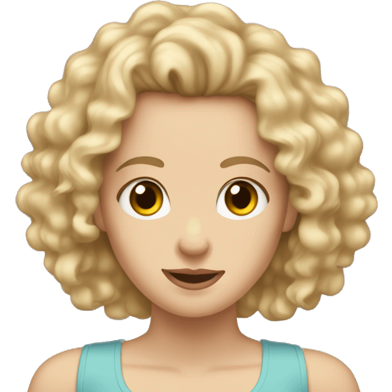 white girl with really curly long blonde hair wearing tank top hair in front emoji