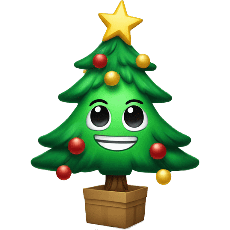 Happy christmas tree character emoji