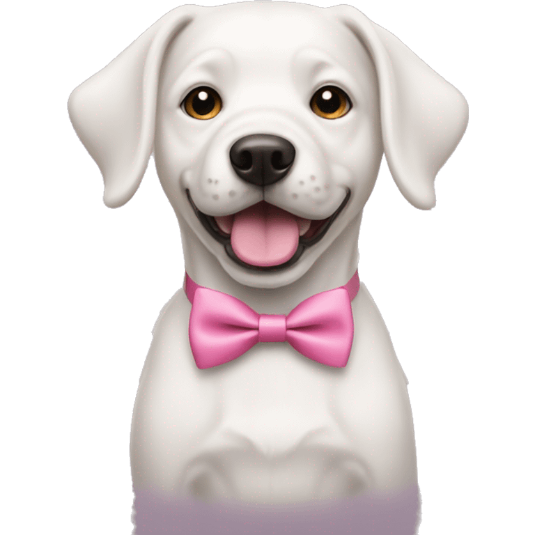 white dog with pink bowtie emoji